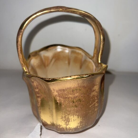 Stangl Granada Gold Porcelain Basket 3621 Hand Painted - Picture 4 of 12